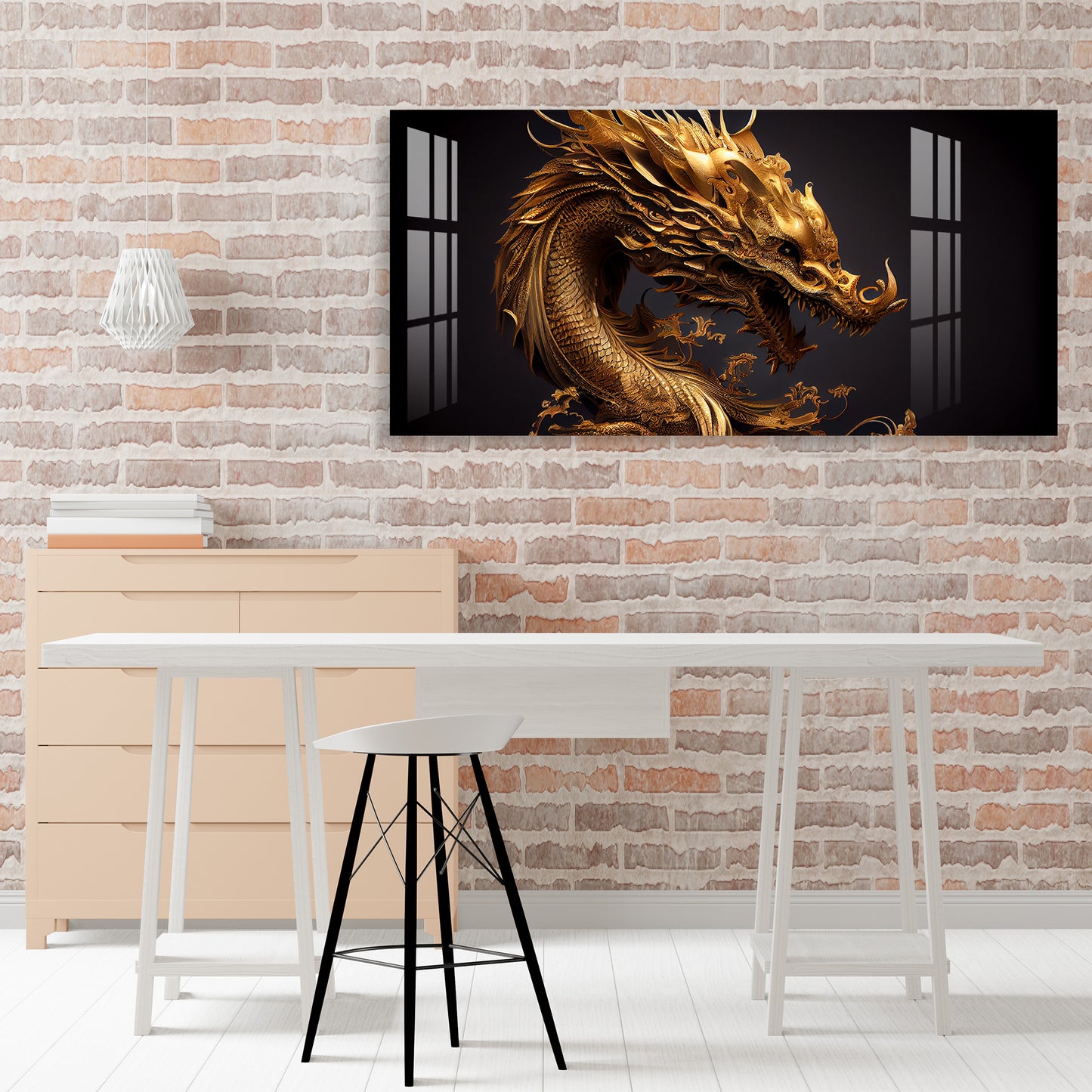 Golden Chinese Dragon Acrylic Wall Art