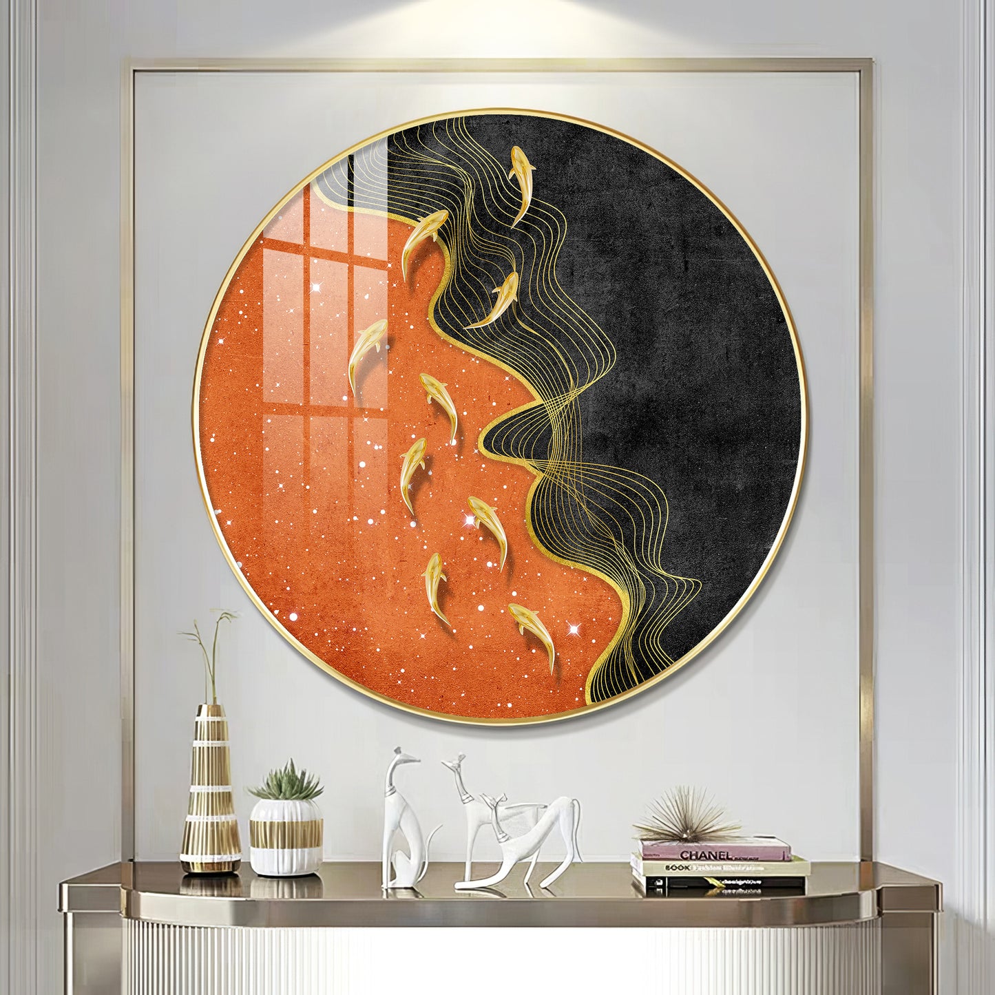 Goldfish Delight Premium Acrylic Round Wall Art