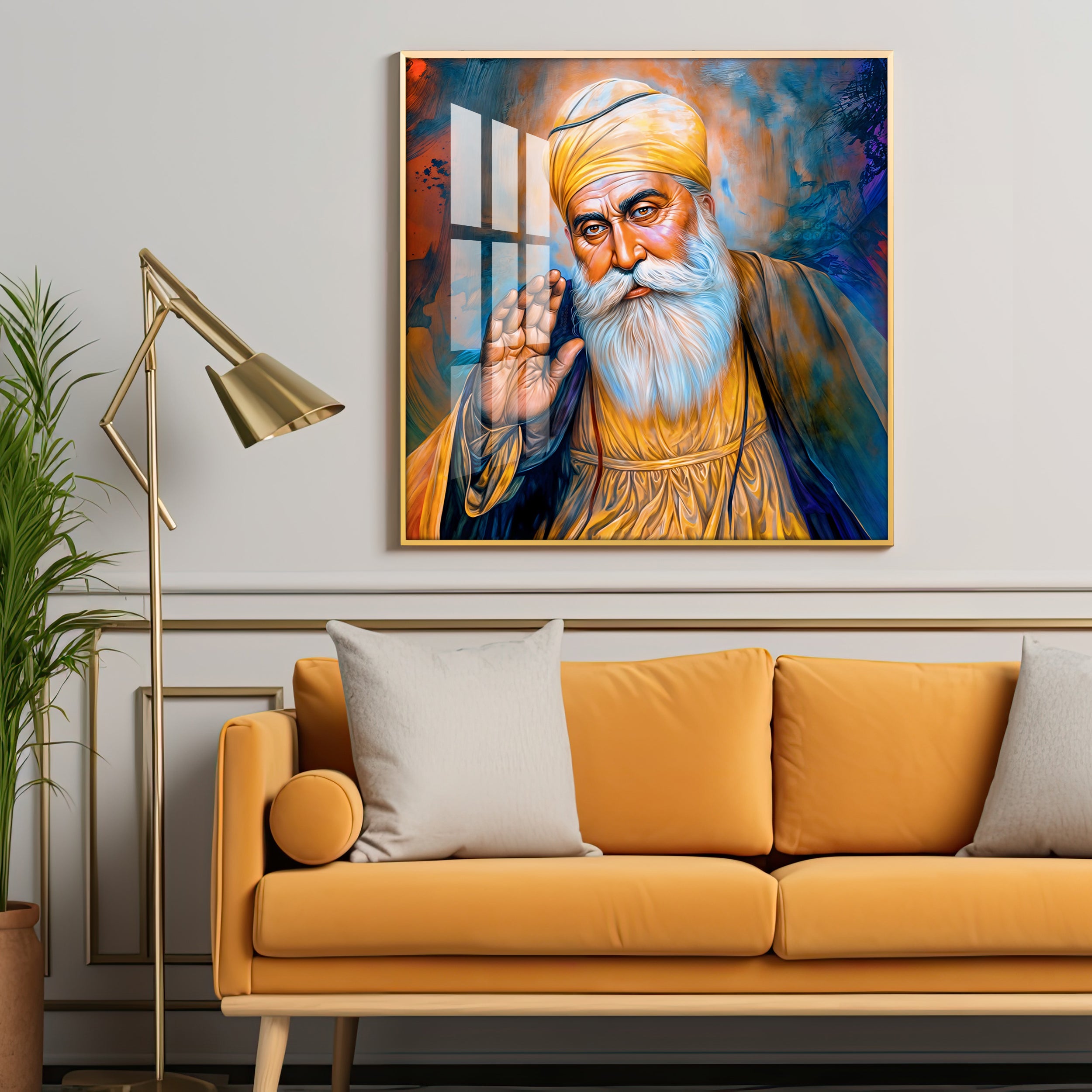 Abstract of Guru Nanak Dev Ji Premium Acrylic Square Wall Art