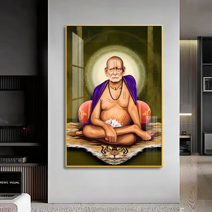 Contemplative Shri Swami Samartha Premium Vertical Acrylic Wall Art