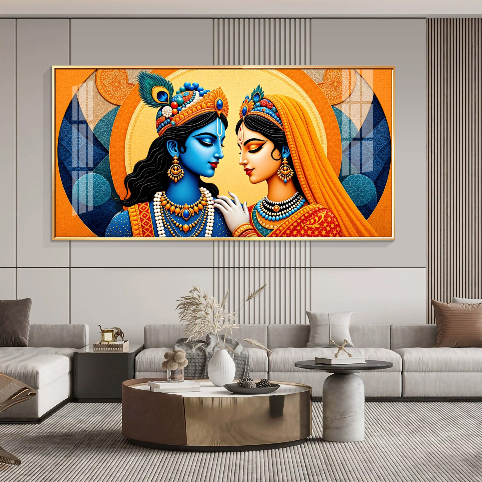 Abstract Radha Krishna Art Premium Acrylic Horizontal Wall Art