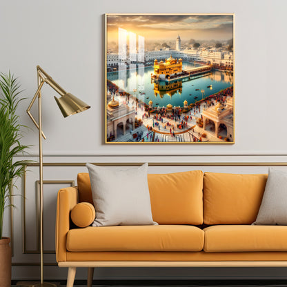 Divine Golden Temple Premium Acrylic Square Wall Art