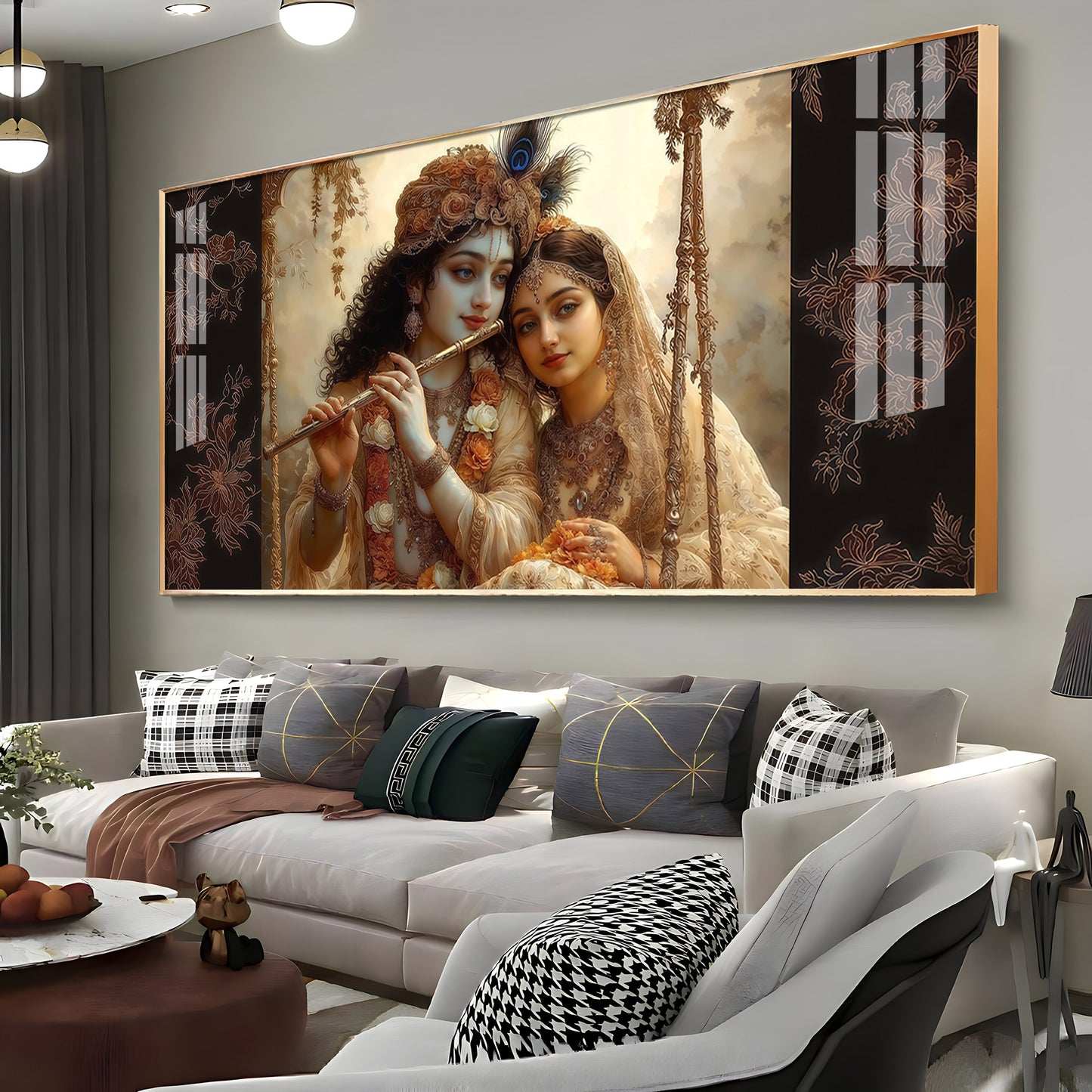 Loving Radha Krishna Premium Acrylic Horizontal Wall Art