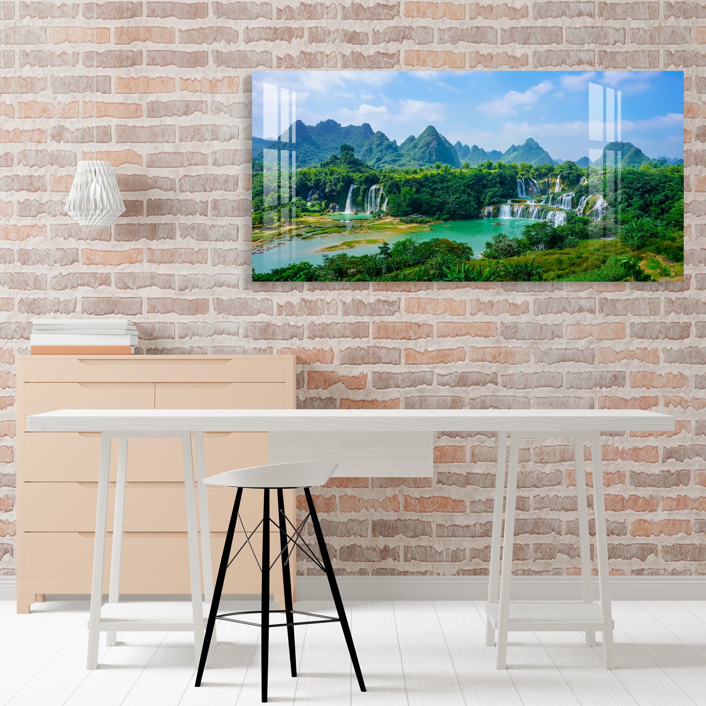 Scenery with more of green trees Acrylic Wall Art