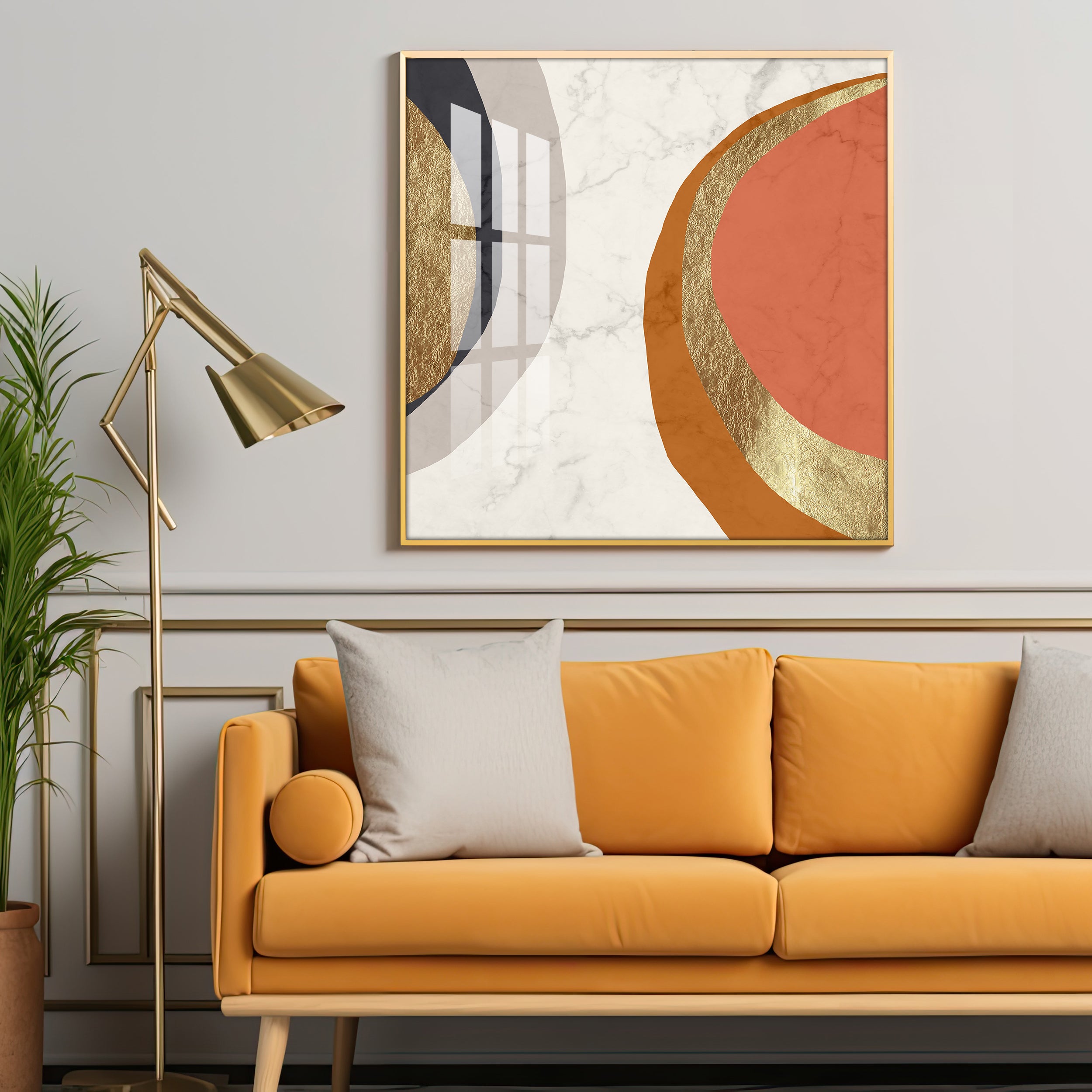 Irregular Semi Circles Premium Acrylic Square Wall Art