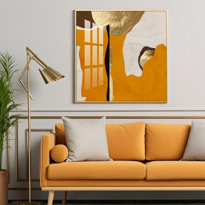 Modern Abstract Gold Luxury Interior Premium Acrylic Square Wall Art