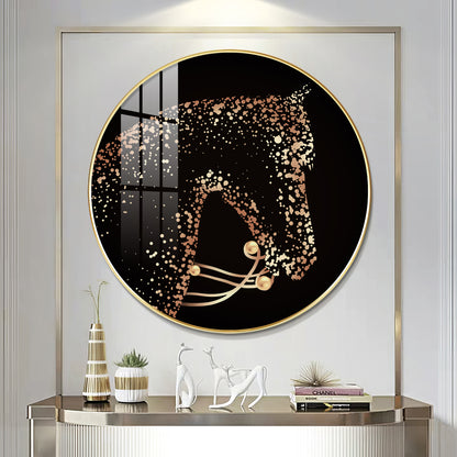 Golden Gallop Premium Acrylic Round Wall Art