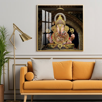 Lord Ganesh Serenity Premium Acrylic Square Wall Art