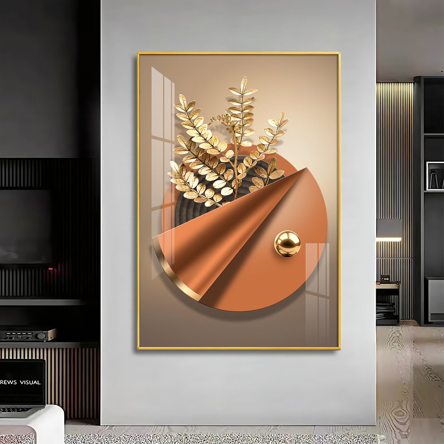 Aura Golden Petals Premium Acrylic Vertical Wall Art