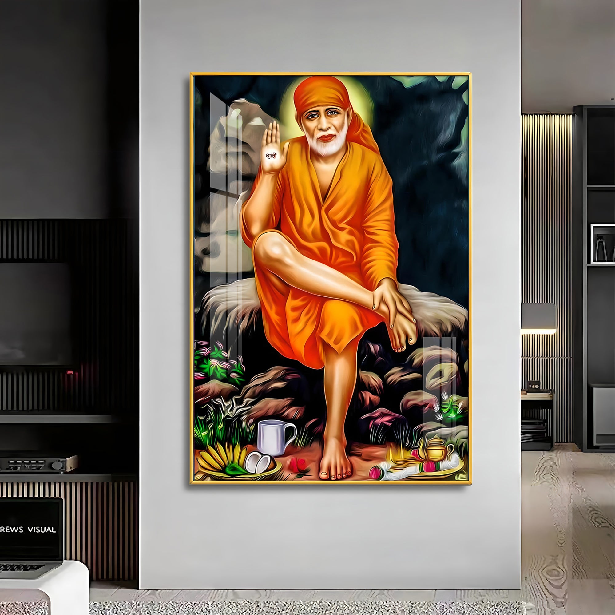 Sri Sai in Tranquil Premium Vertical Acrylic Wall Art