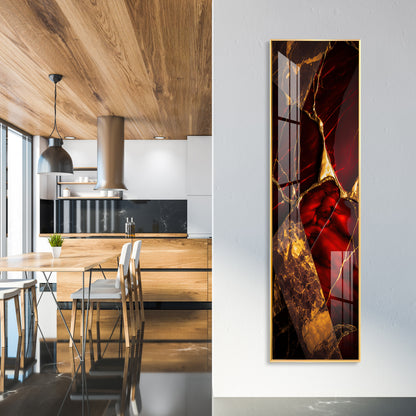 Gold & Red Tones Premium Acrylic Vertical Wall Art