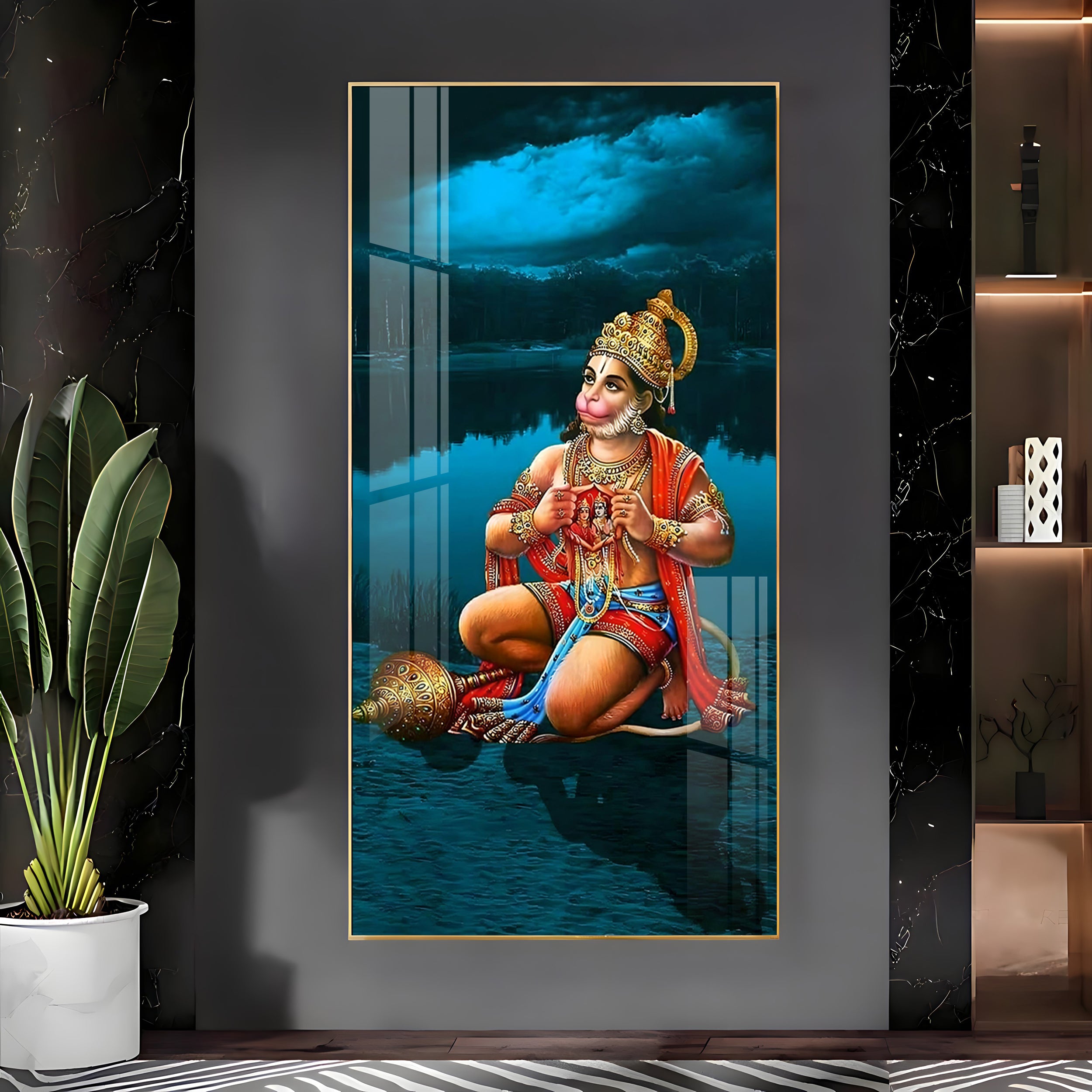 Shree Ram Bhakt Hanuman Premium Acrylic Vertical Wall Art