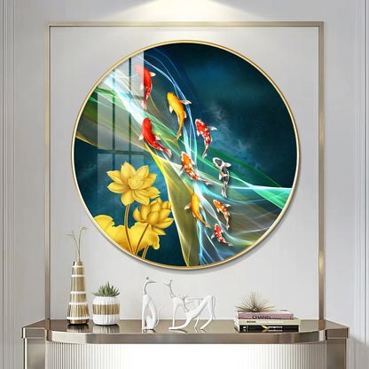 Aquatic Harmony Premium Acrylic Round Wall Art