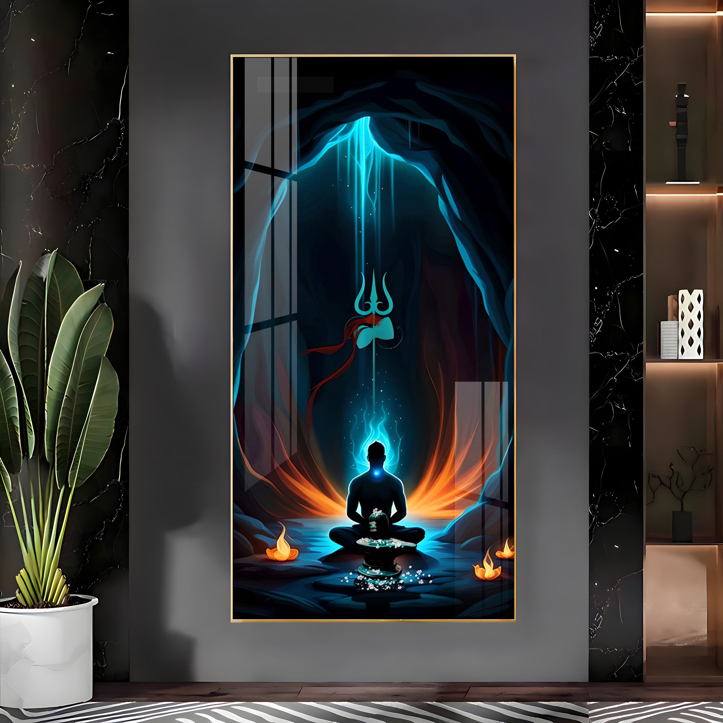 Jai Mahakal Premium Acrylic Vertical Wall Art