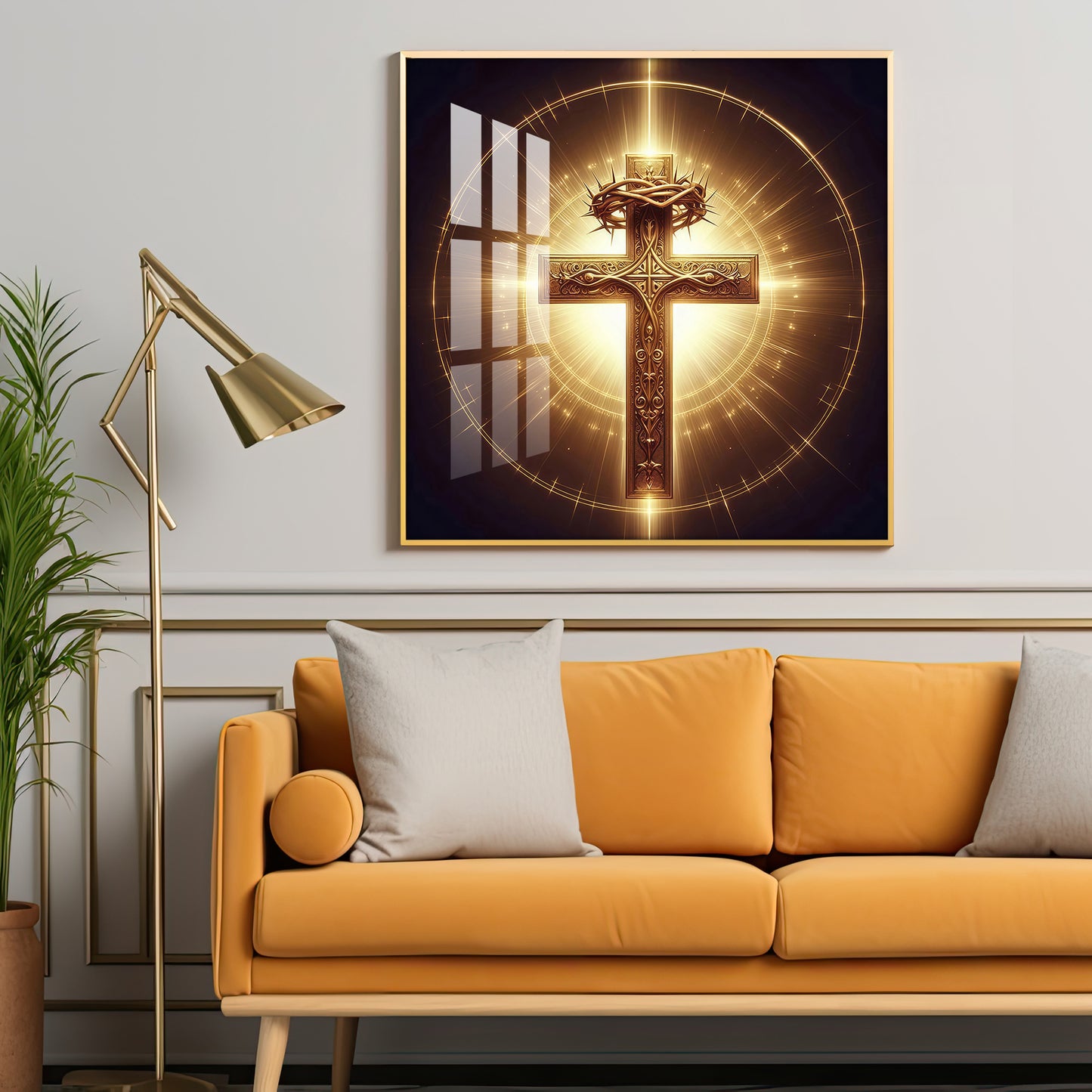 Cross Symbol In Premium Acrylic Square Wall Art