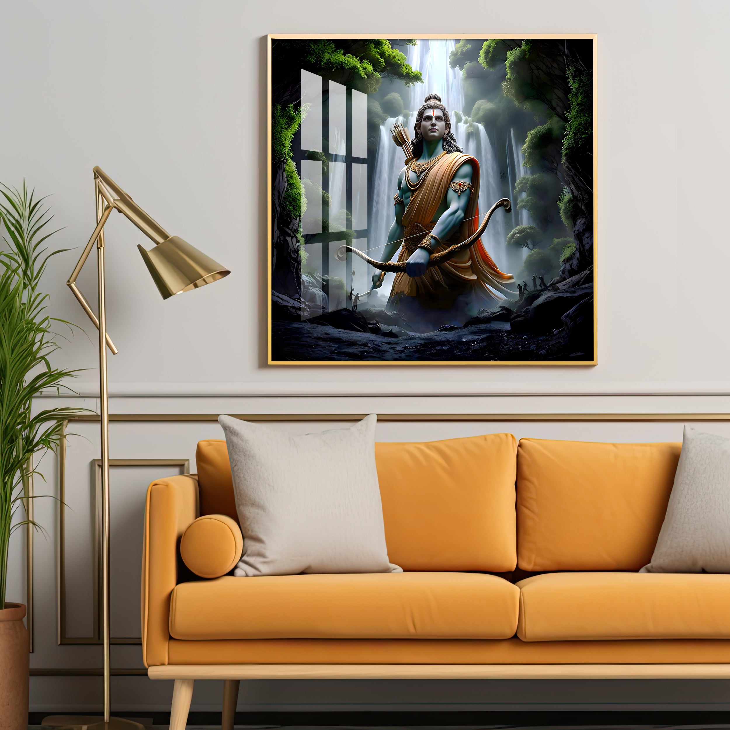 Shree Ram With Bow & Arrow Premium Acrylic Square Wall Art