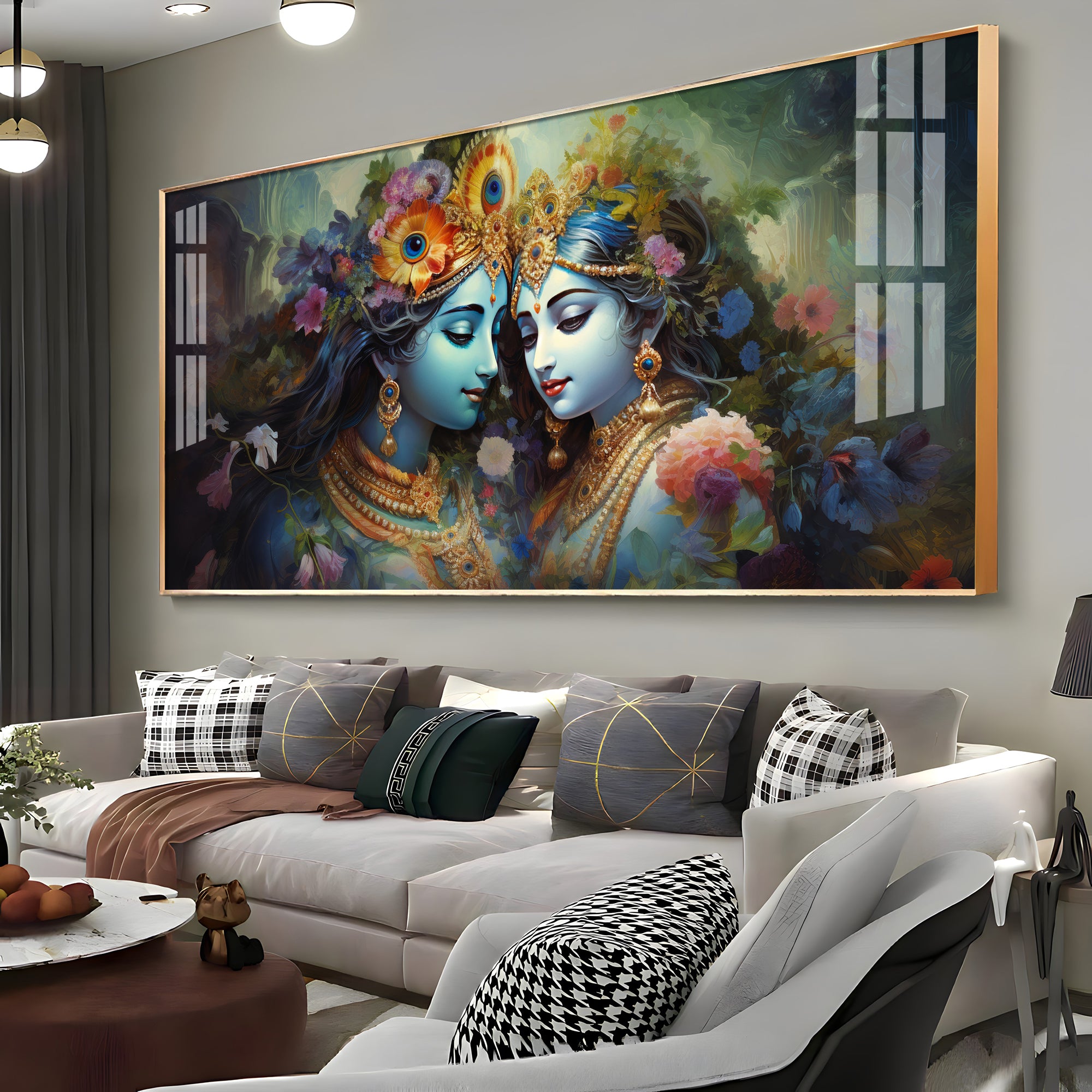 Krishna's Love For Radha Premium Acrylic Horizontal Wall Art