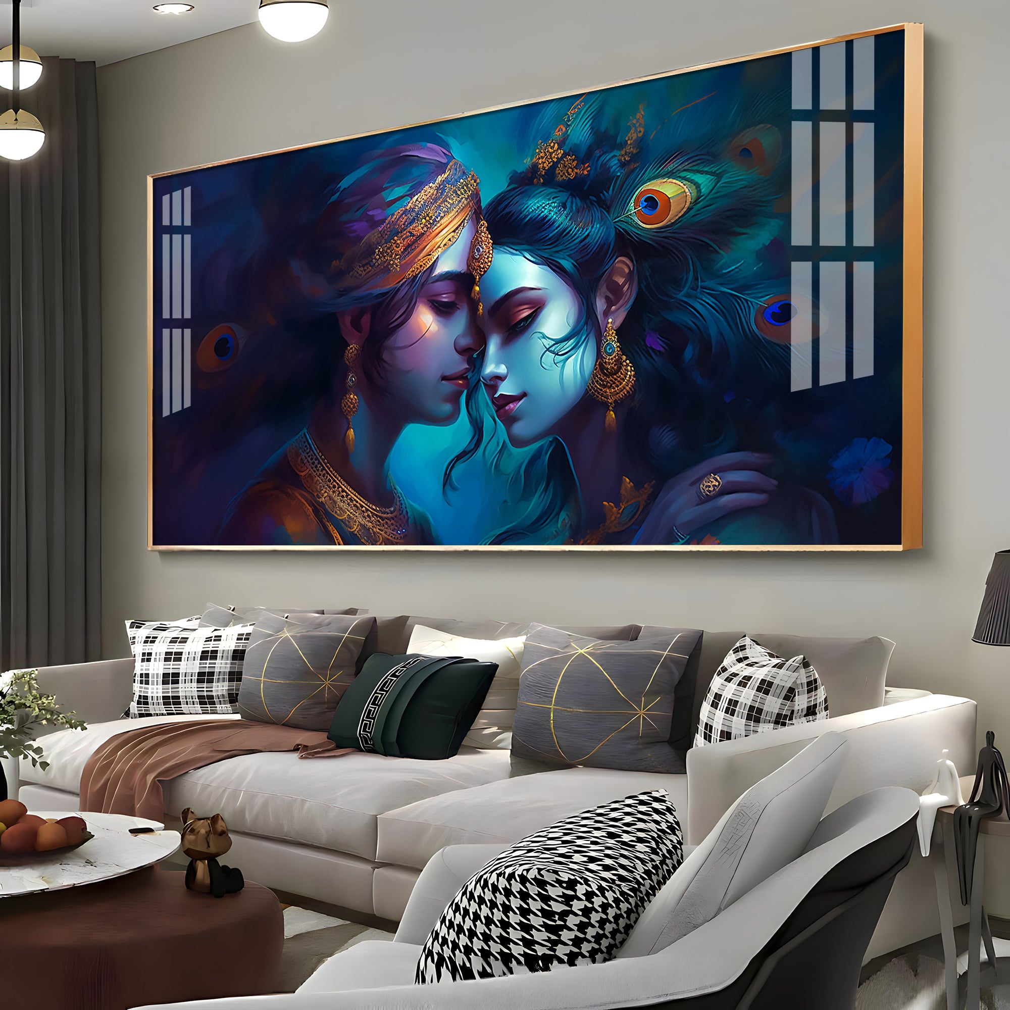 Quardro Radha Krishna Premium Acrylic Horizontal Wall Art