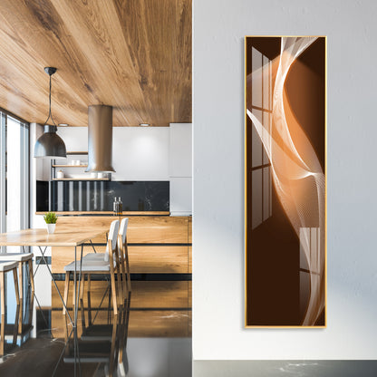 Golden White Wavy Lines Premium Acrylic Vertical Wall Art