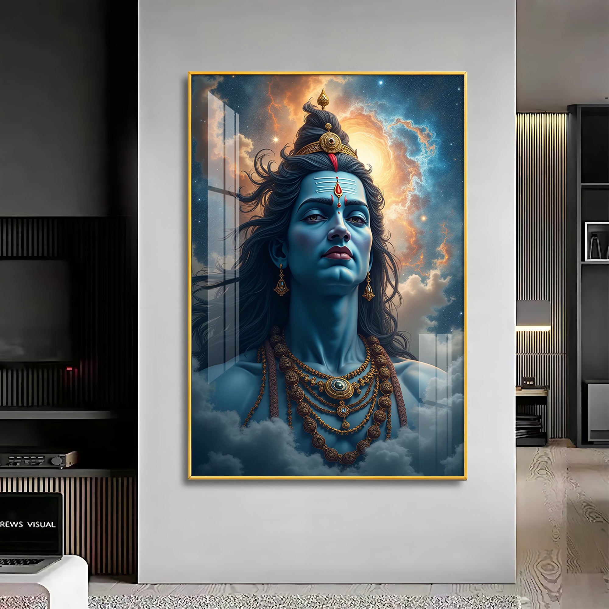 Lord Shiva In The Clouds Premium Acrylic Wall Art