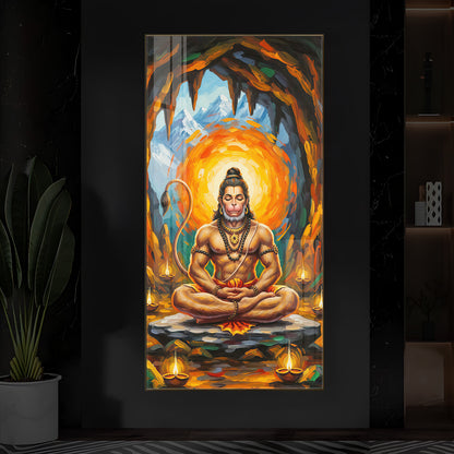 Lord Hanuman Ji Modern Luxury Backlight Vertical Wall Art