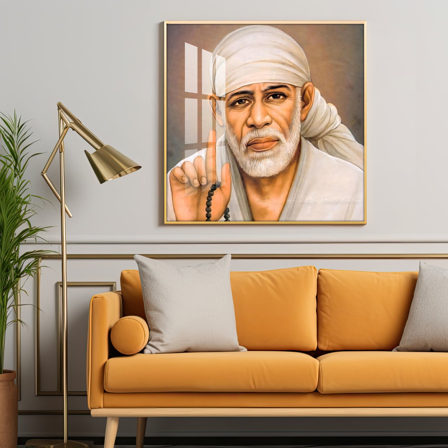 Om Sainath Premium Acrylic Square Wall Art