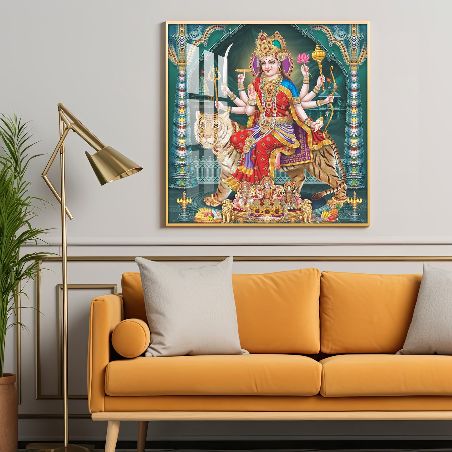 Goddess Durga Maa Radiance Premium Acrylic Square Wall Art