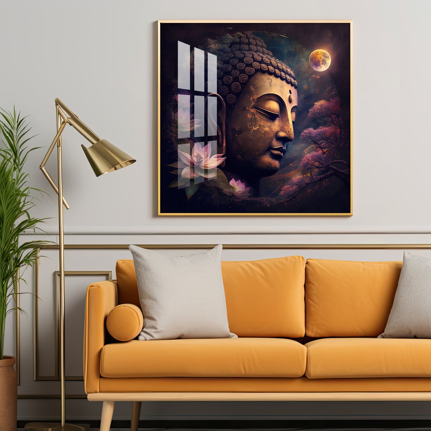 Lord Buddha Peaceful Premium Acrylic Square Wall Art