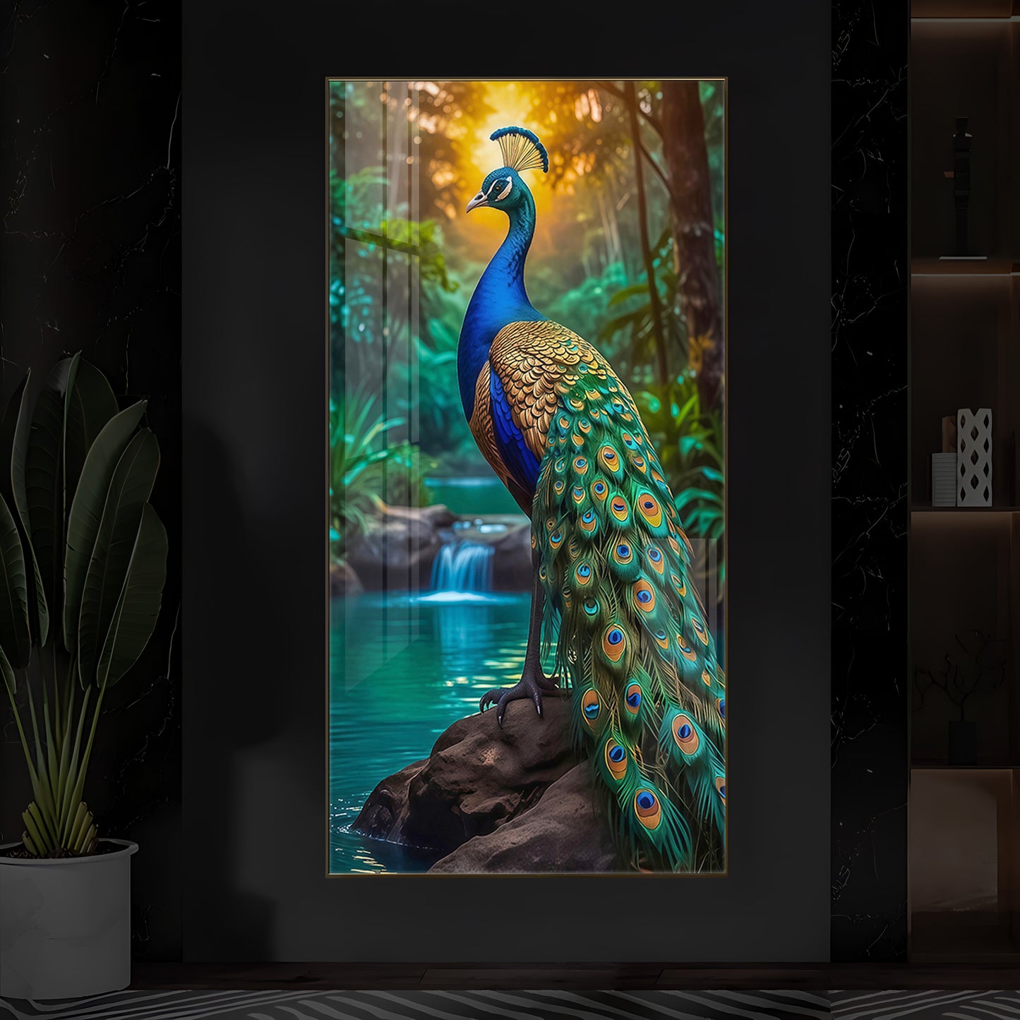 The Peacock Modern Luxury Backlight Vertical Wall Art