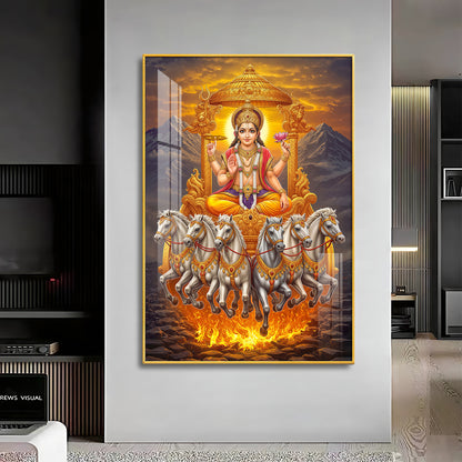 Divine Surya Dev Premium Acrylic Vertical Wall Art