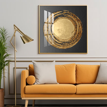 Retro Golden Circle Premium Acrylic Square Wall Art