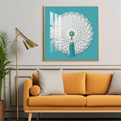 Lucky White Feathers Premium Acrylic Square Wall Art