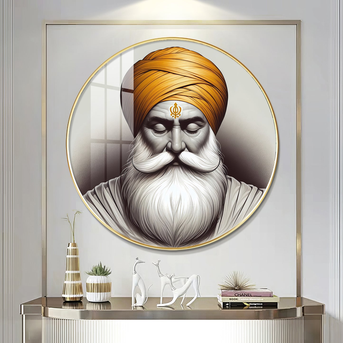 Guru Nanak Dev Ji Premium Acrylic Round Wall Art