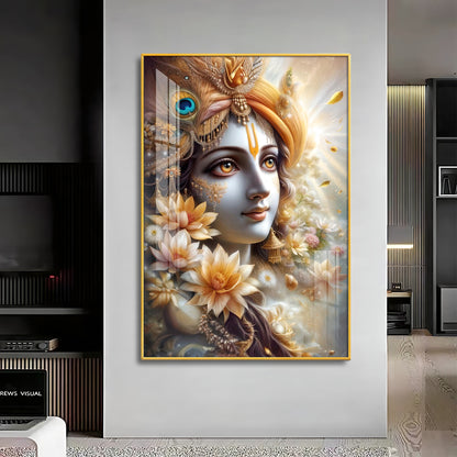 Krishna Bhakti Premium Acrylic Vertical Wall Art