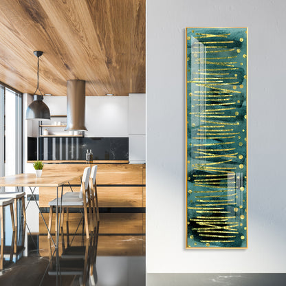 Gold Stripes & Dots Design Premium Acrylic Vertical Wall Art