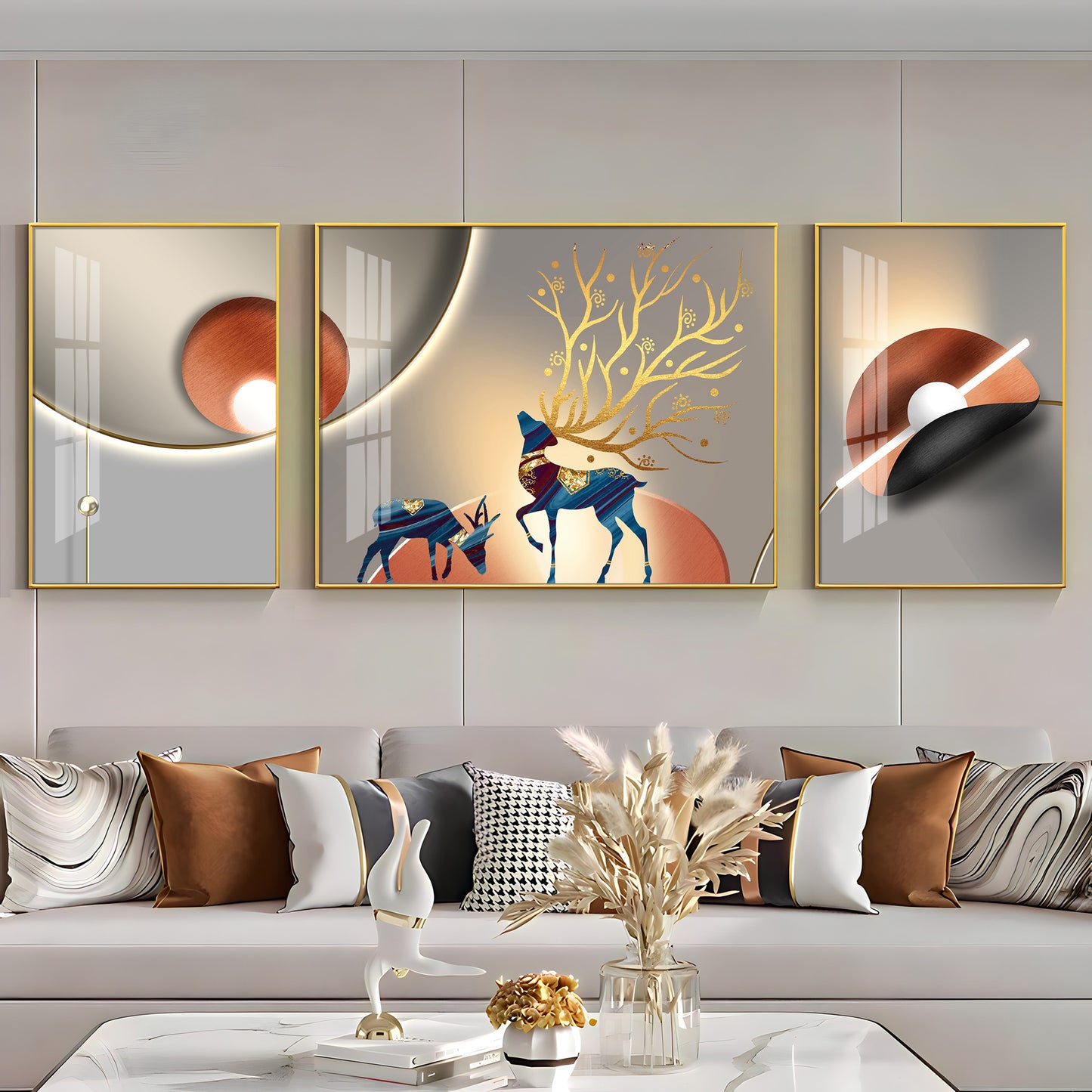 Fictional Deer Premium Acrylic Wall Art (Set of 3)