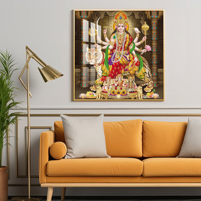 Enchanted Devi Durga Premium Acrylic Square Wall Art