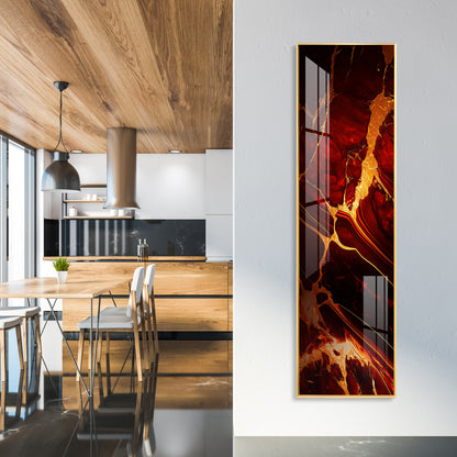 Abstract Vibrant Red & Gold Design Premium Acrylic Vertical Wall Art