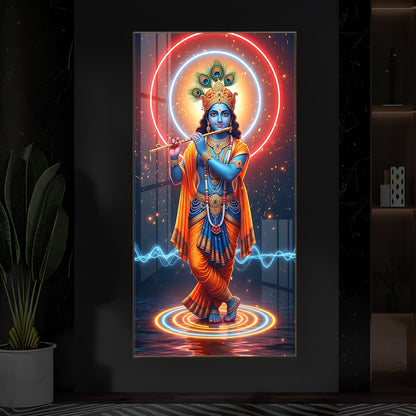 Divine Krishna Modern Luxury Backlight Vertical Wall Art