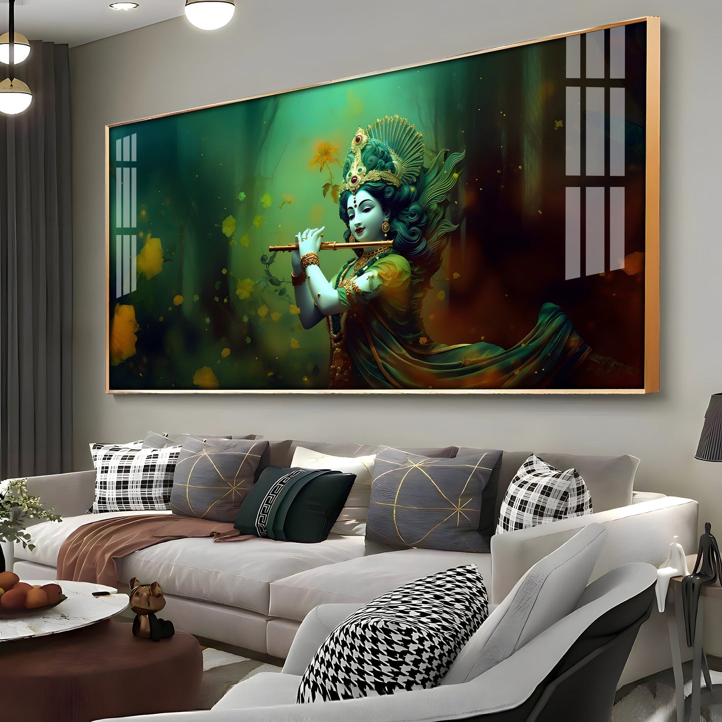 Murli Manohar Premium Acrylic Horizontal Wall Art - 24X12 inches / Gold