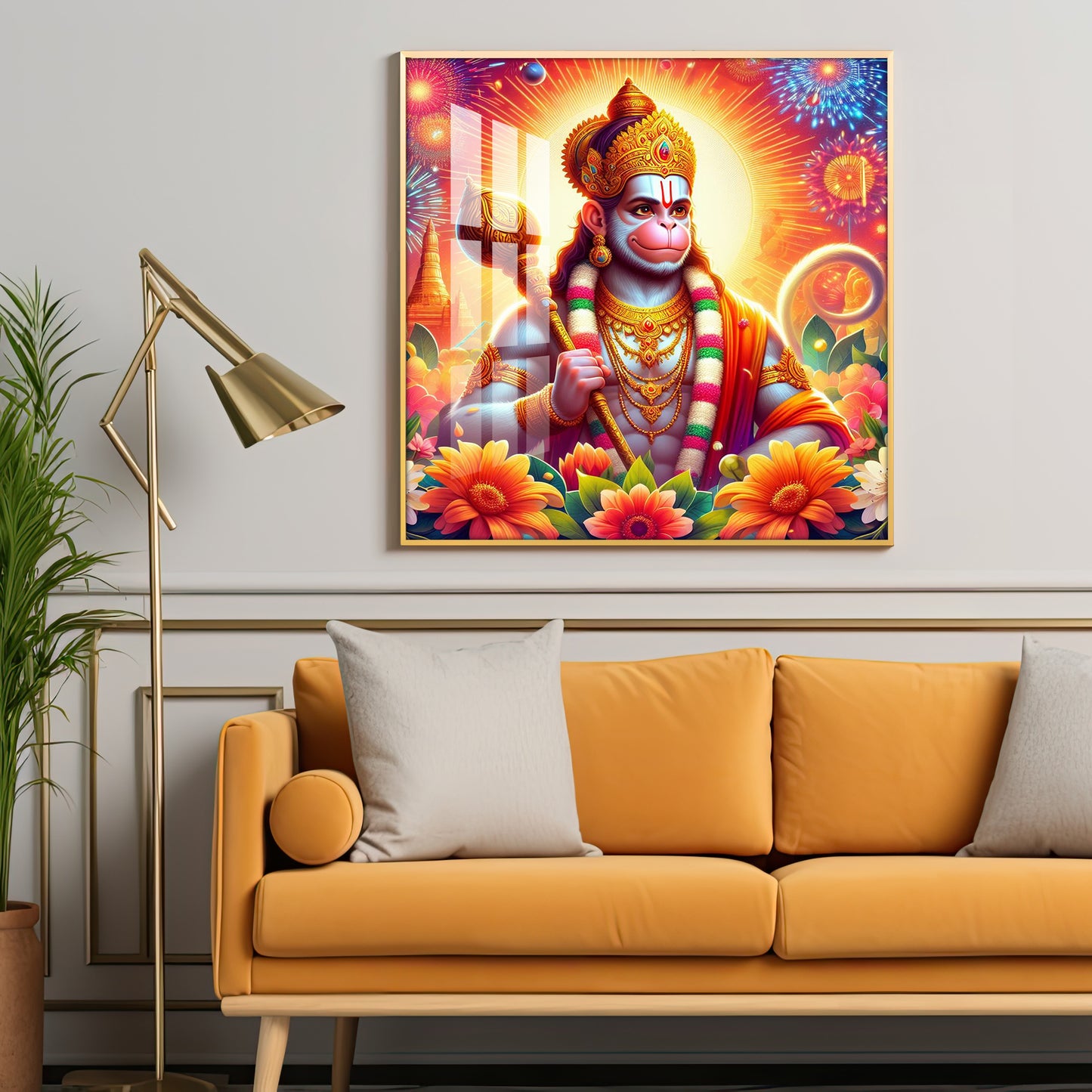 Jai Hanuman Premium Acrylic Square Wall Art