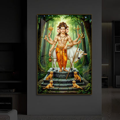 Jai Guru Dattatreya Modern Luxury Backlight Vertical Wall Art