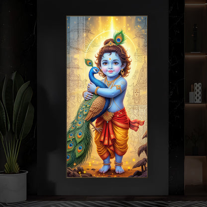 Little krishna Modern Luxury Backlight Vertical Wall Art