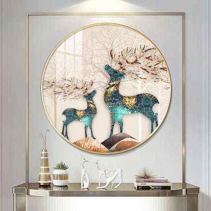 The Deer Duo Premium Acrylic Round Wall Art