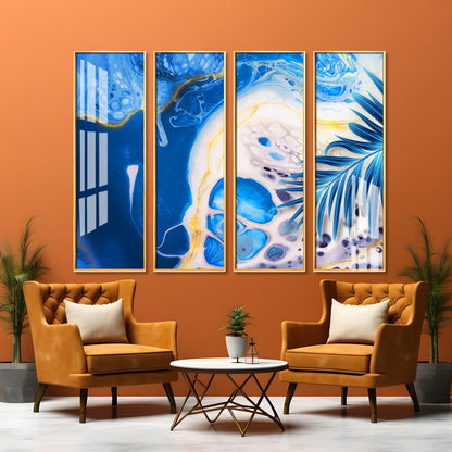 Art of Blue Premium Acrylic Vertical Wall Art (set of 4)