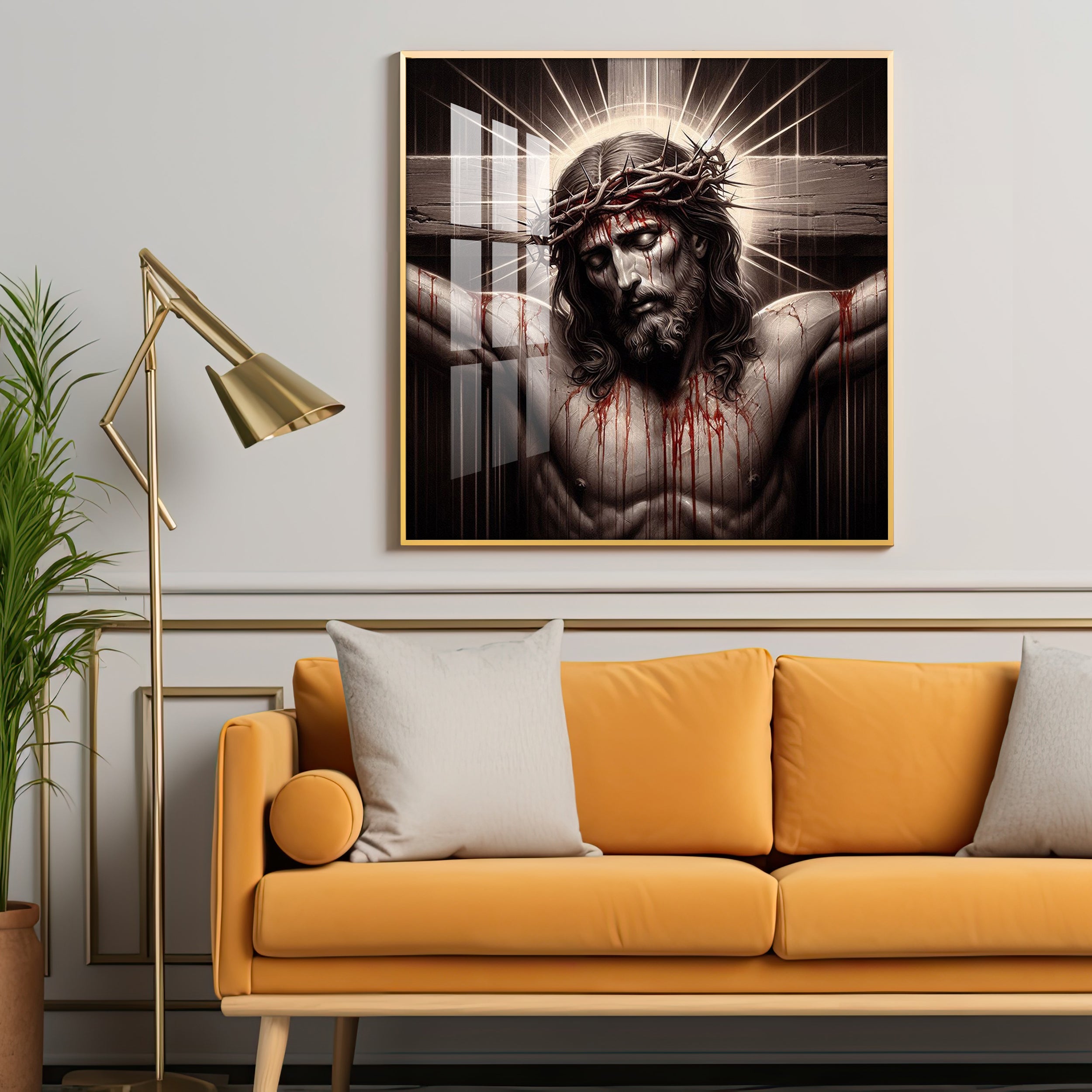 Jesus Crucified Premium Acrylic Square Wall Art