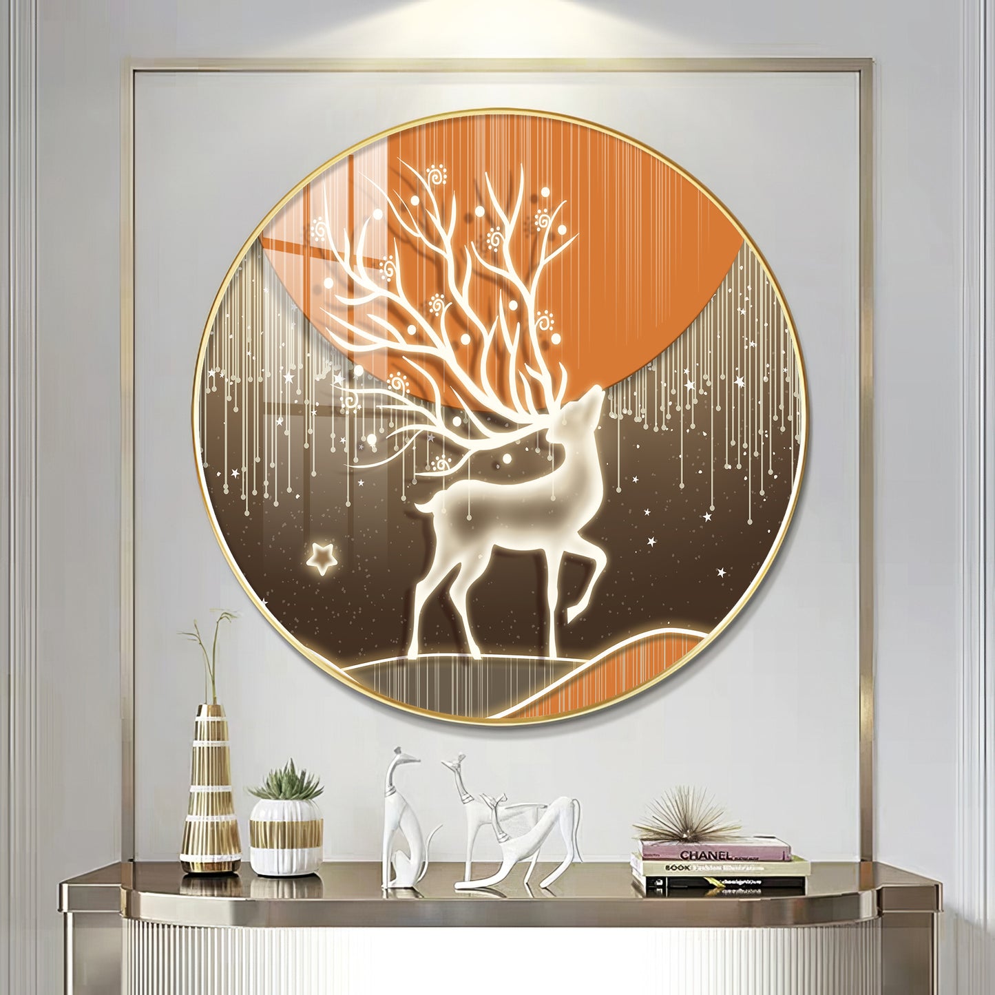 Luminious Deer Premium Acrylic Round Wall Art