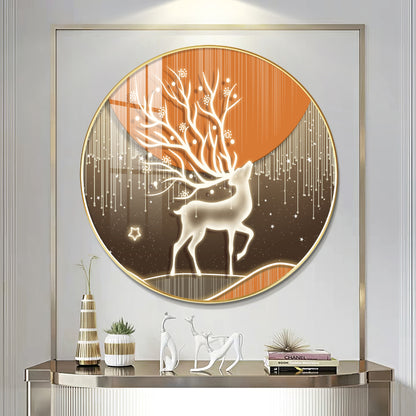 Luminious Deer Premium Acrylic Round Wall Art