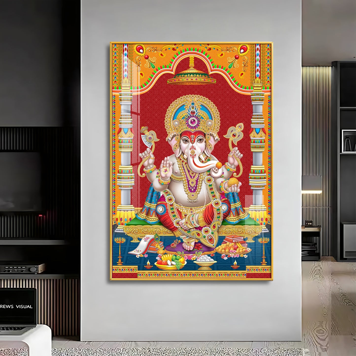 Divine Ganesha Premium Acrylic Vertical Wall Art