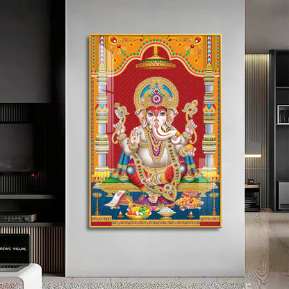 Divine Ganesha Premium Acrylic Vertical Wall Art